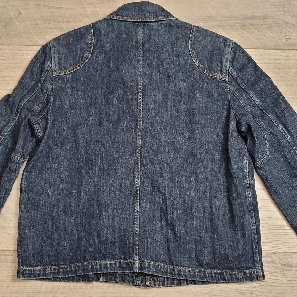 🐎Vintage Lauren Jeans Co Ralph Lauren Women M Blue Denim Fireman Jacket 90s Y2K - Picture 8 of 16